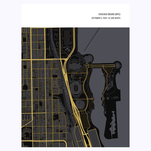 Chicago Bears Stadium Poster - Street Map 6