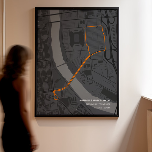 Nashville Street Circuit Poster - Track Map 10