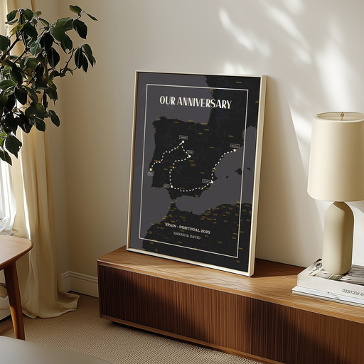Our Anniversary Trip Poster for Him - Route Map 10