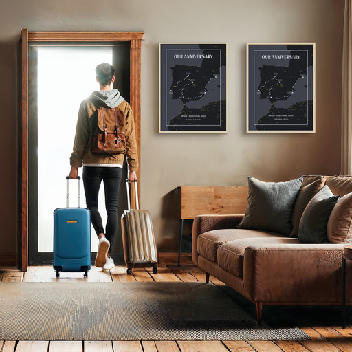 Our Anniversary Trip Poster for Him - Route Map 9