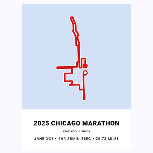 Minimalist 2025 Chicago Marathon Poster - Route Map 6