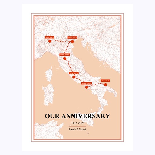Our Anniversary Trip Poster for Her - Route Map 6