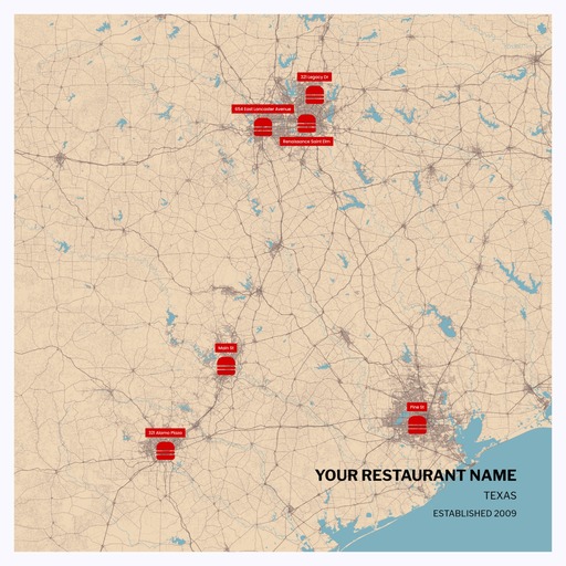 Our Restaurants Map Poster - Street Map 6