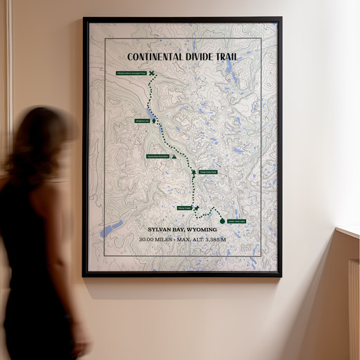 Continental Divide Trail Hiking Trip Poster - Route Map 9