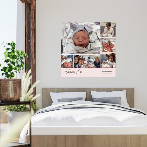 Baby Girl Birth Poster - Photo Collage Print 10