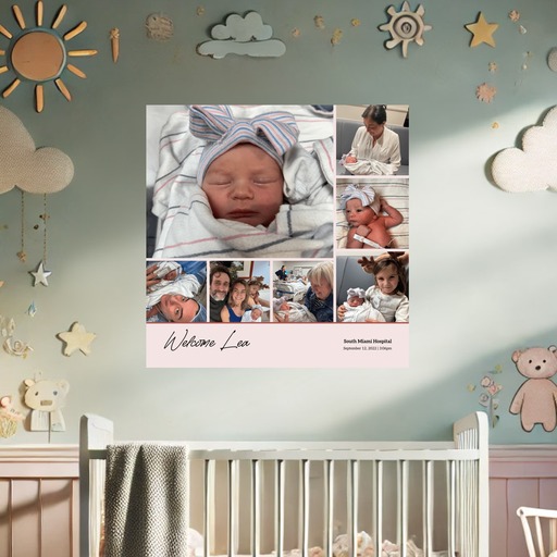 Baby Girl Birth Poster - Photo Collage Print 7