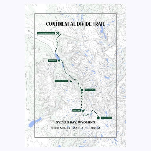 Continental Divide Trail Hiking Trip Poster - Route Map 6