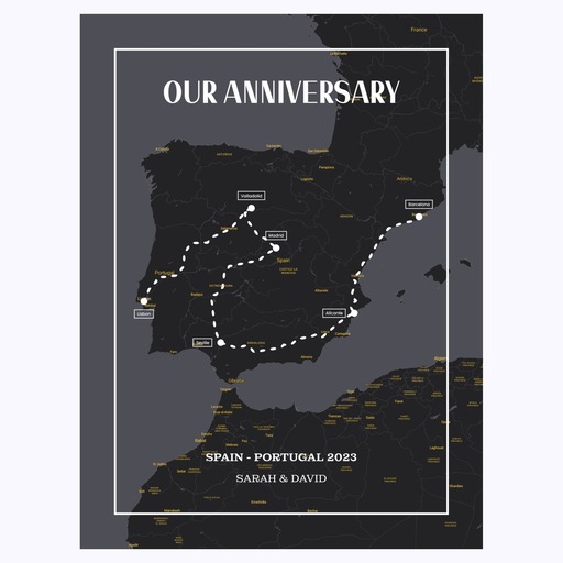 Our Anniversary Trip Poster for Him - Route Map 6