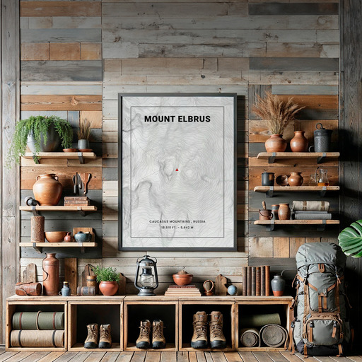 Mount Elbrus Poster - Topo Map 7
