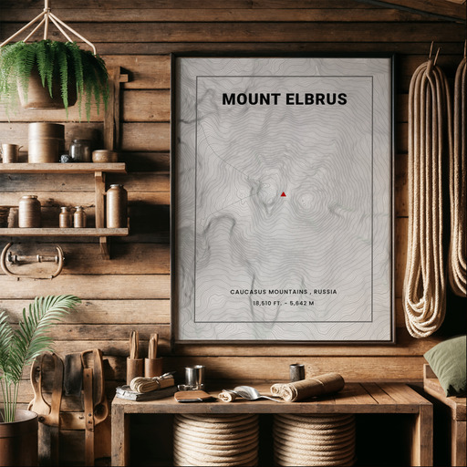 Mount Elbrus Poster - Topo Map 8