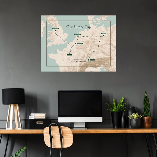 Our Europe Trip Poster - Route Map 10