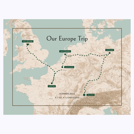 Our Europe Trip Poster - Route Map 6