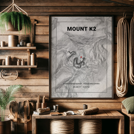 Mount K2 (Godwin-Austen) Poster - Topo Map 8