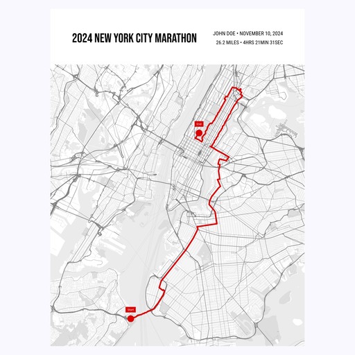 2024 New York City Marathon Poster - Route Map 6