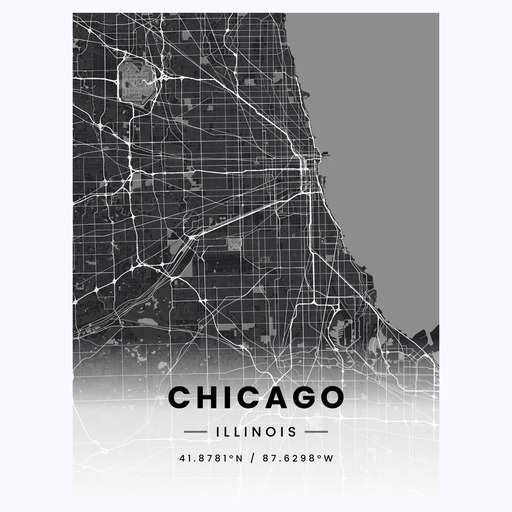 Chicago in Dark Poster - Street Map 6