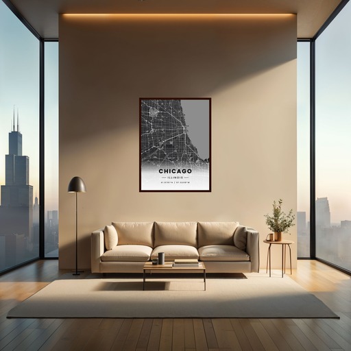 Chicago in Dark Poster - Street Map 8