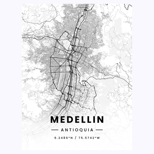 Medellin in Light Poster - Street Map 6