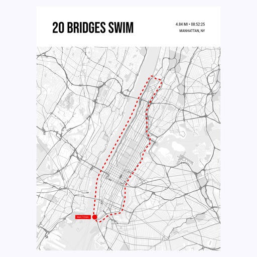 20 Bridges Swim Poster - Route Map 6