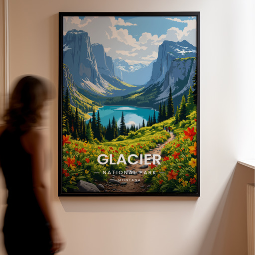 Glacier National Park Travel Print - Vintage Travel Art Poster 10