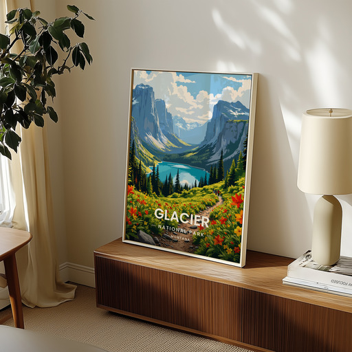 Glacier National Park Travel Print - Vintage Travel Art Poster 8