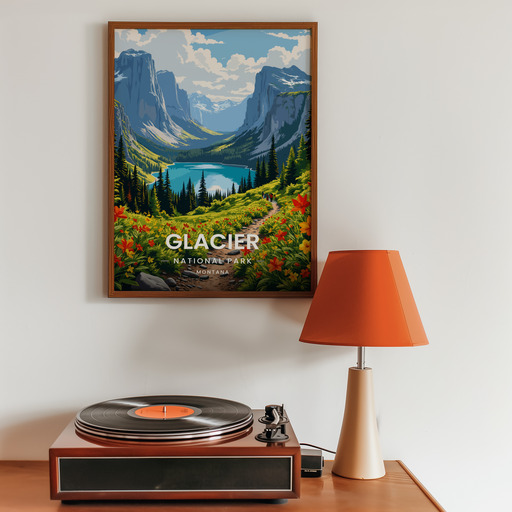 Glacier National Park Travel Print - Vintage Travel Art Poster 9