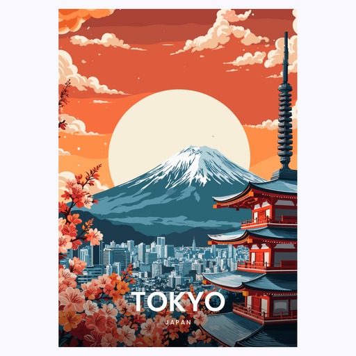Tokyo Travel Print - Vintage Travel Art Poster 6