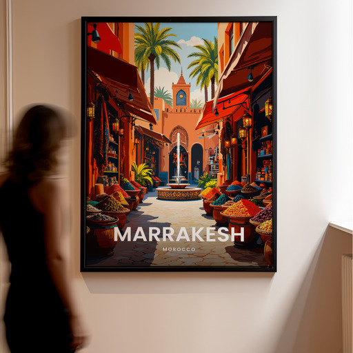 Marrakesh Travel Print - Vintage Travel Art Poster 10