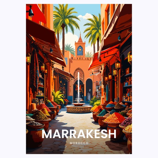 Marrakesh Travel Print - Vintage Travel Art Poster 6