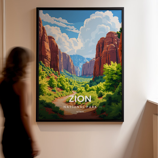 Zion National Park Travel Print - Vintage Travel Art Poster 10
