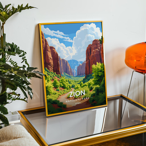 Zion National Park Travel Print - Vintage Travel Art Poster 11