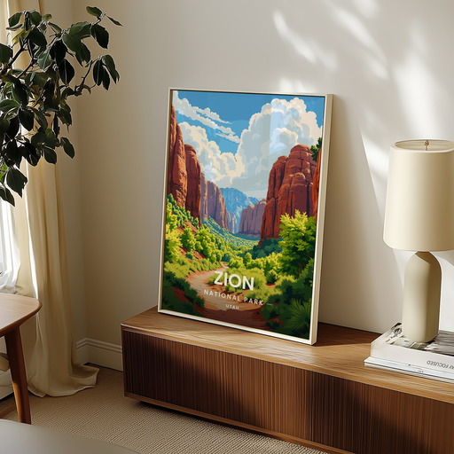 Zion National Park Travel Print - Vintage Travel Art Poster 8