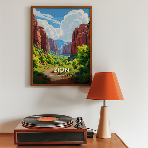 Zion National Park Travel Print - Vintage Travel Art Poster 9