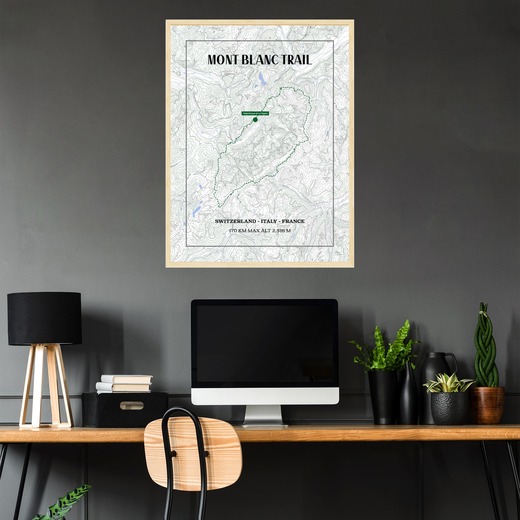 Mont Blanc Trail Hiking Trip Poster - Route Map 2