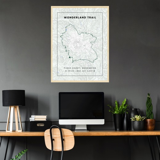Wonderland Trail Hiking Trip Poster - Route Map 2