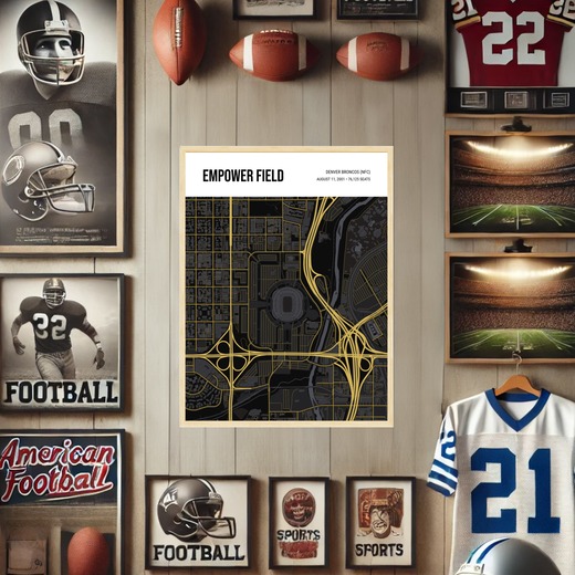 Denver Broncos Stadium Poster - Street Map 2