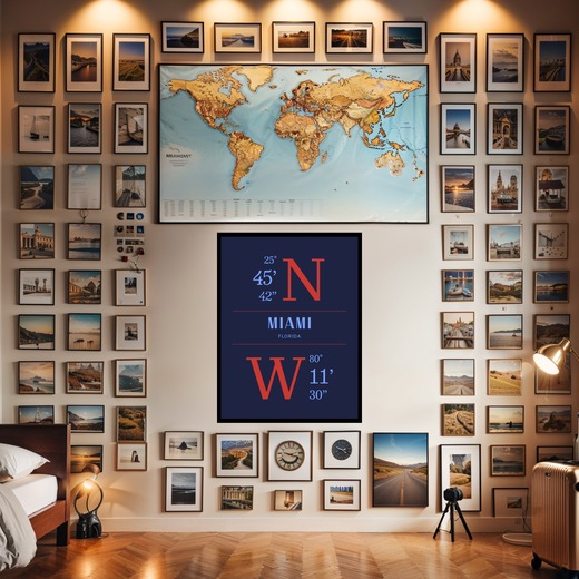 Miami in Bourbon Poster - Coordinates 2