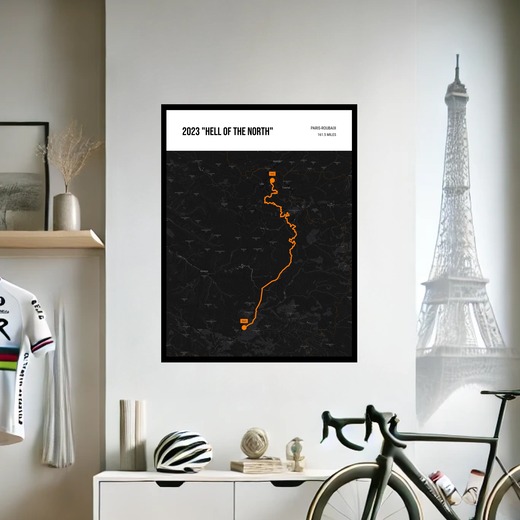 2023 Paris - Roubaix Poster - Route Map 2