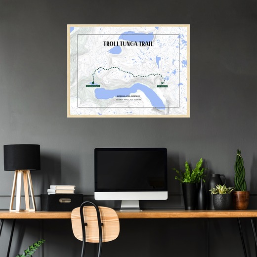 Trolltunga Trail Hiking Trip Poster - Route Map 2