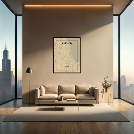 Chicago in Vintage Poster - Street Map 2