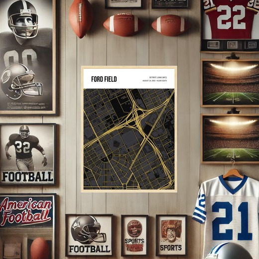 Detroit Lions Stadium Poster - Street Map 2