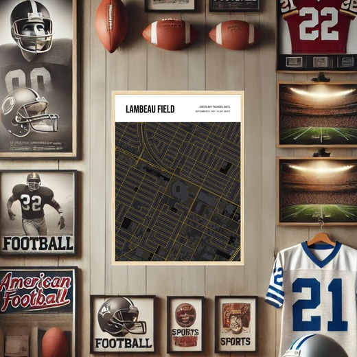 Green Bay Packers Stadium Poster - Street Map 2