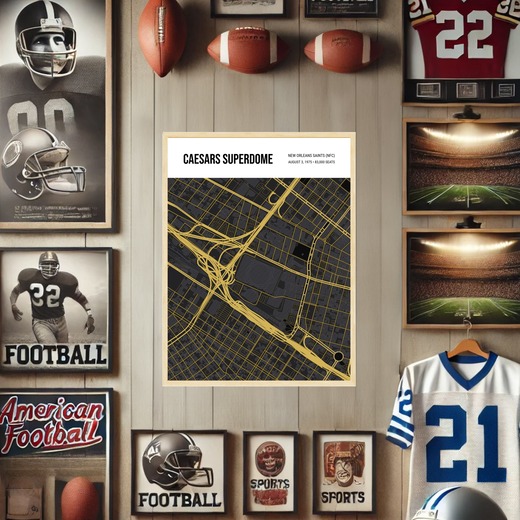 New Orleans Saints Stadium Poster - Street Map 2
