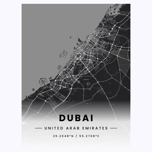 Dubai in Dark Poster - Street Map 1