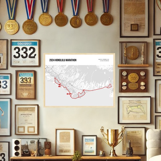 2024 Honolulu Marathon Poster - Route Map 2