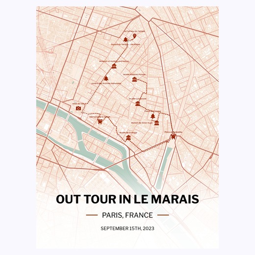 My Stay in Le Marais Poster - Route Map 1