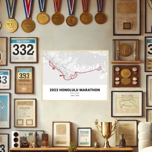 2023 Honolulu Marathon Poster - Route Map 2