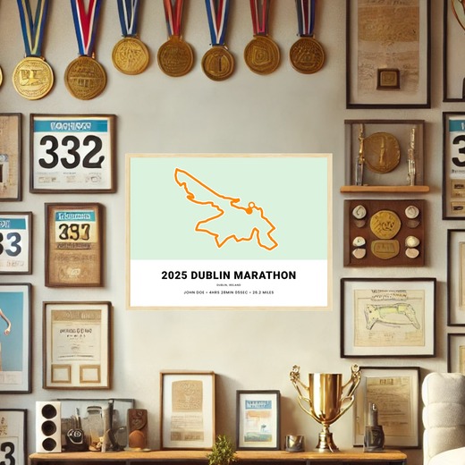 Minimalist of 2025 Dublin Marathon Poster - Route Map 2