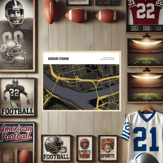 Pittsburgh Steelers Stadium Poster - Street Map 2