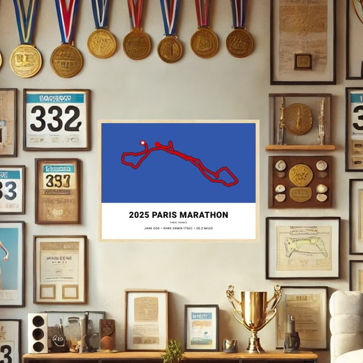 Minimalist 2025 Paris Marathon Poster - Route Map 2
