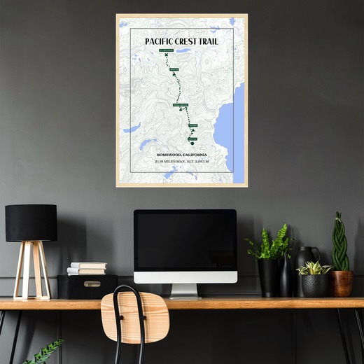 Pacific Crest Trail Hiking Trip Poster - Route Map 7